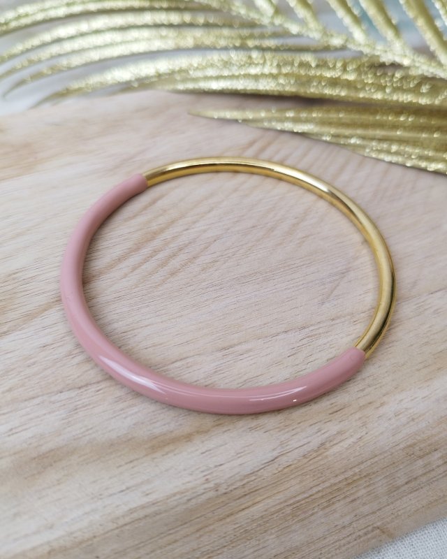 Jonc bicolore acier inoxydable doré