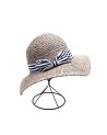 Chapeau raphia gris et ruban rayé