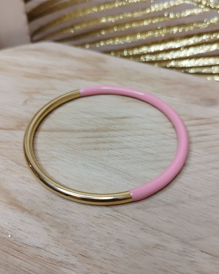 Jonc bicolore acier inoxydable doré