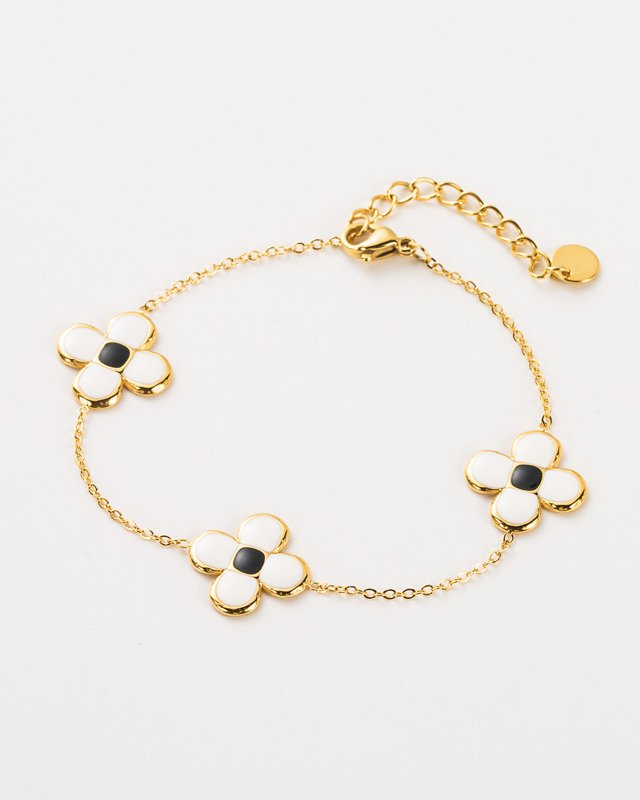 Bracelet à 3 fleurs en acier doré