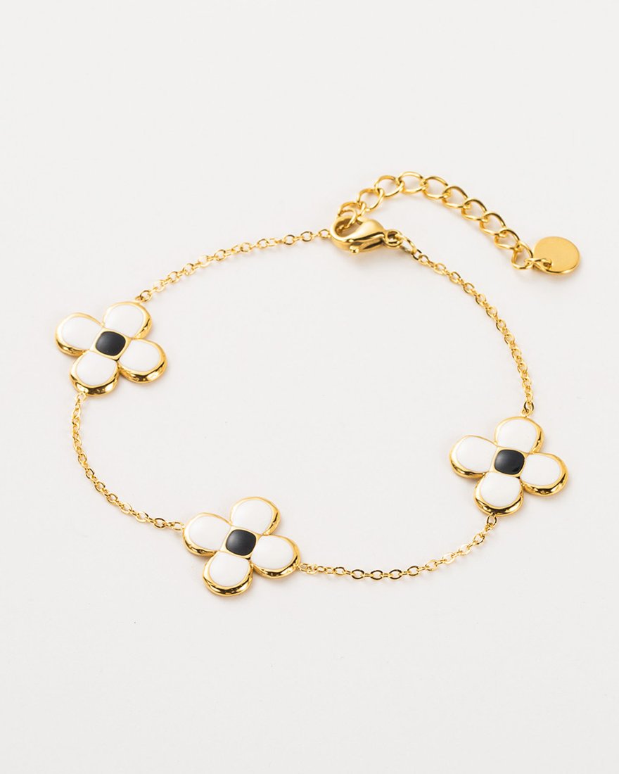 Bracelet à 3 fleurs en acier doré