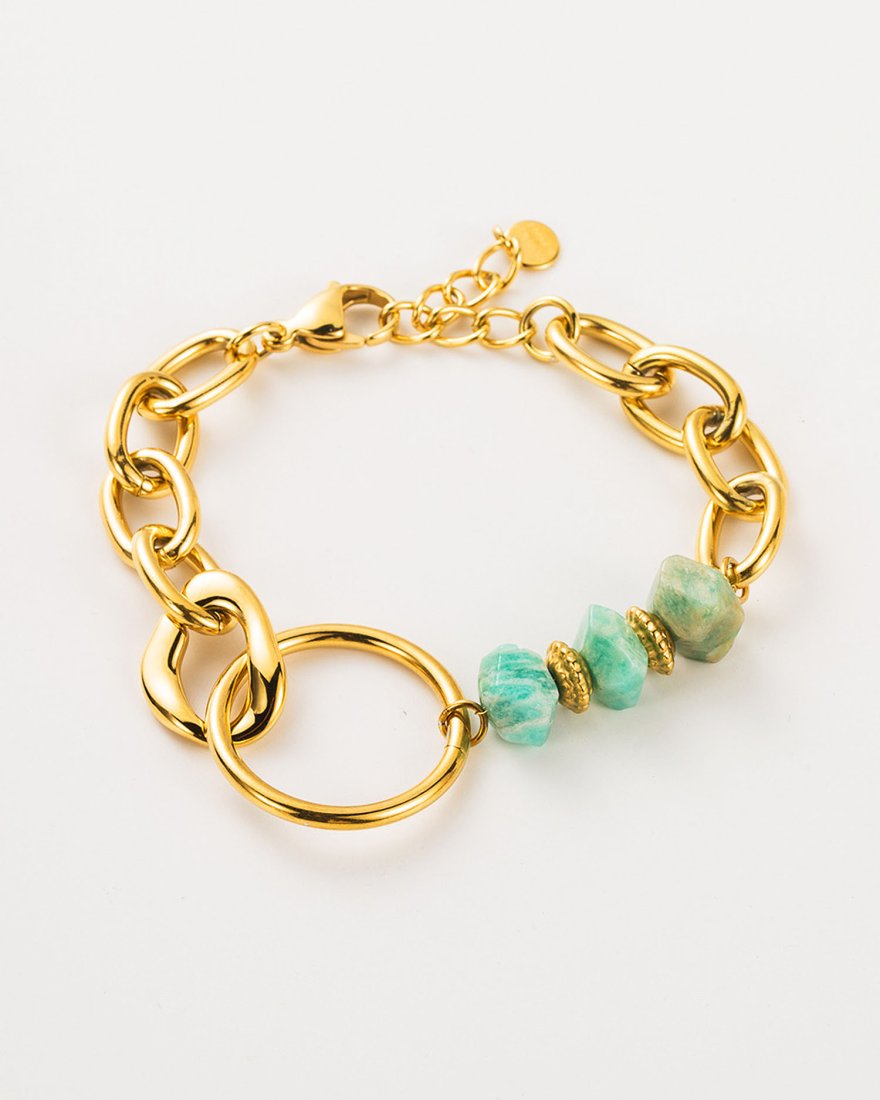 Bracelet chaine à gros maillons et pierres