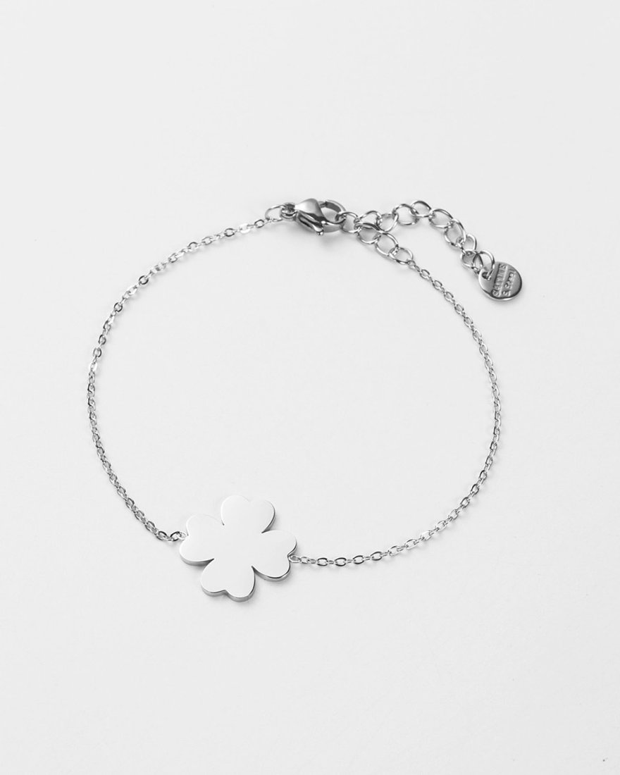 Bracelet en acier trèfle à 4 feuilles