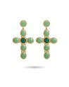 Boucles d'oreilles croix colorée et millegrains