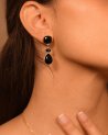 Boucles d'oreilles pendantes à cristaux noirs