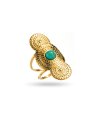 Longue bague en acier avec une pierre naturelle