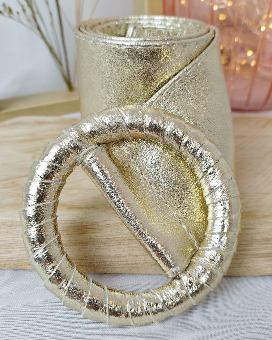 Ceinture en cuir de véritable irisé à Boucle ronde