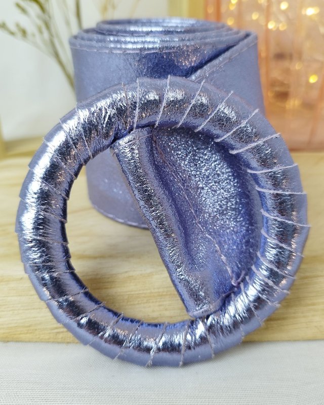 Ceinture en cuir de véritable irisé à Boucle ronde