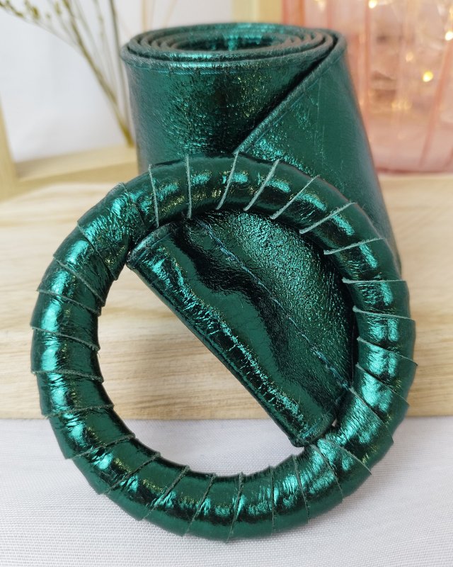 Ceinture en cuir de véritable irisé à Boucle ronde