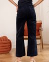 Pantalon à pont en velours côtelé bleu marine