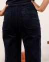Pantalon à pont en velours côtelé bleu marine