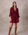 Robe courte bordeaux effet pelucheux