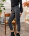 Jeans gris momfit avec revers