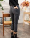 Jeans gris momfit avec revers