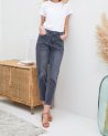 Jeans 7/8 en denim gris délavé