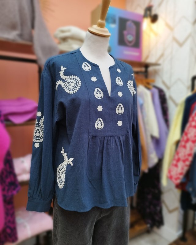 Blouse bleu marine à...