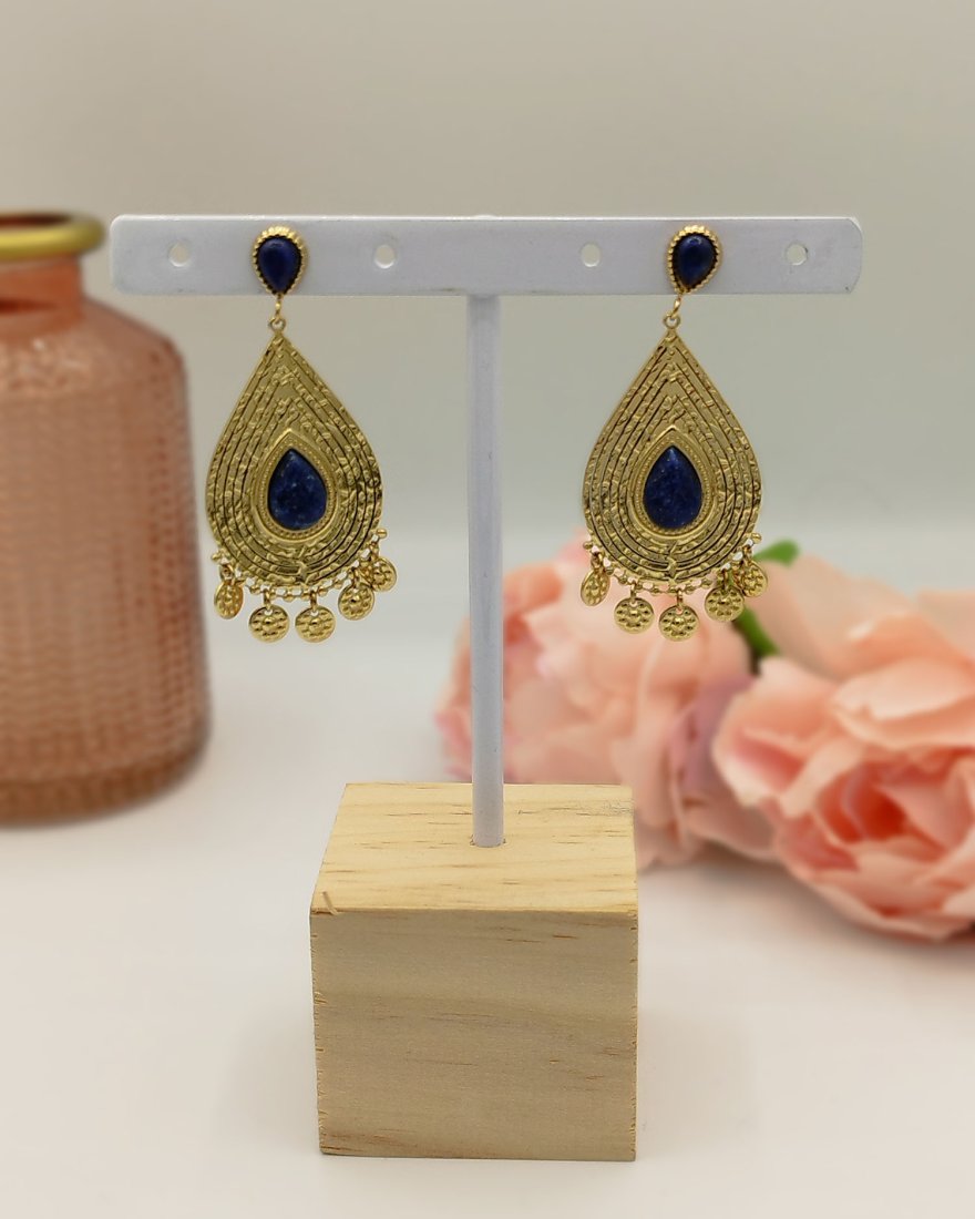 Boucles d'oreilles goutte et lapis lazuli