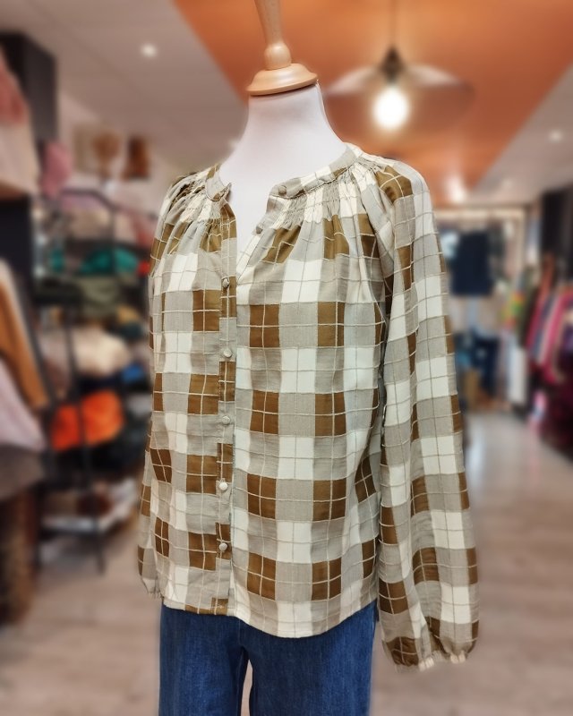 Chemisier ample kaki à...