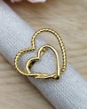 Bague à double coeurs entrelacés en acier doré
