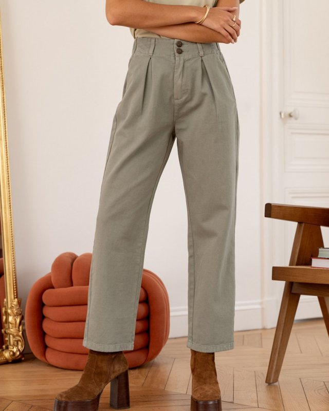 Jean's momfit en denim tilleul