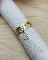 Bague coeurs dorés avec une pampille coeur à strass