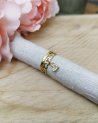 Bague coeurs dorés avec une pampille coeur à strass