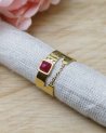 Bague chiffre romain et pierre fuchsia