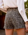Short en jean léopard taille haute