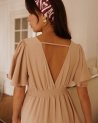 Robe longue unie beige