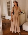Robe longue unie beige