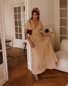 Robe longue unie beige