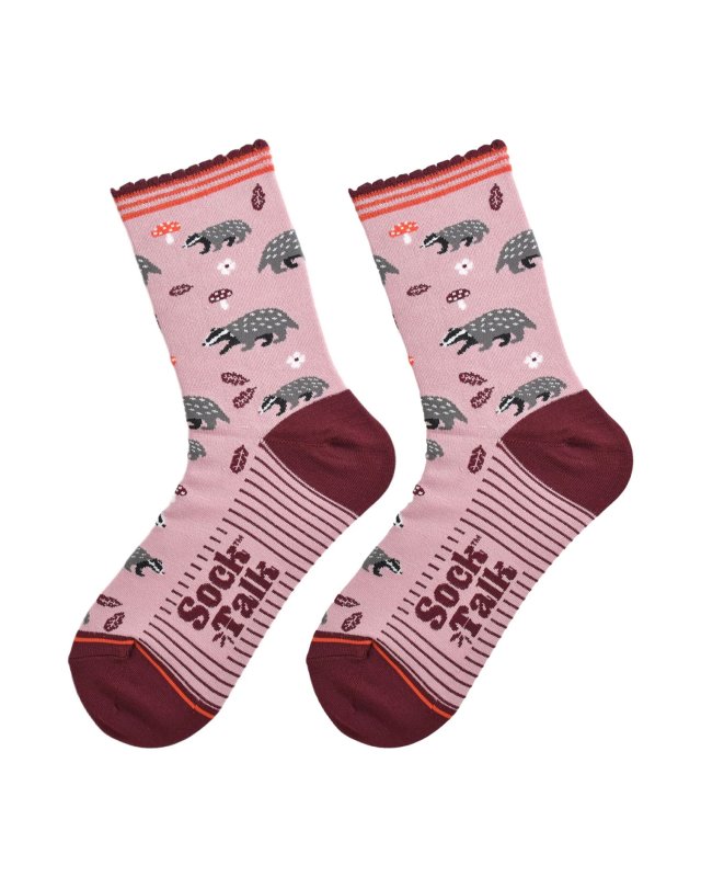 Chaussettes roses avec des blaireaux