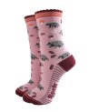 Chaussettes roses avec des blaireaux