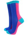 Chaussettes blocs de couleurs bleu et rose