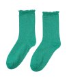 Chaussettes vertes pailletées à bords festonnés