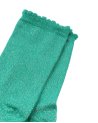Chaussettes vertes pailletées à bords festonnés