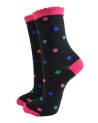 Chaussettes noires pailletées à pois multicolores