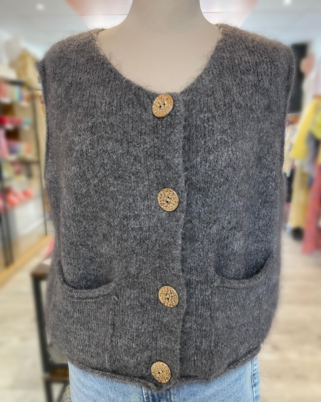 Gilet sans manches gris à...