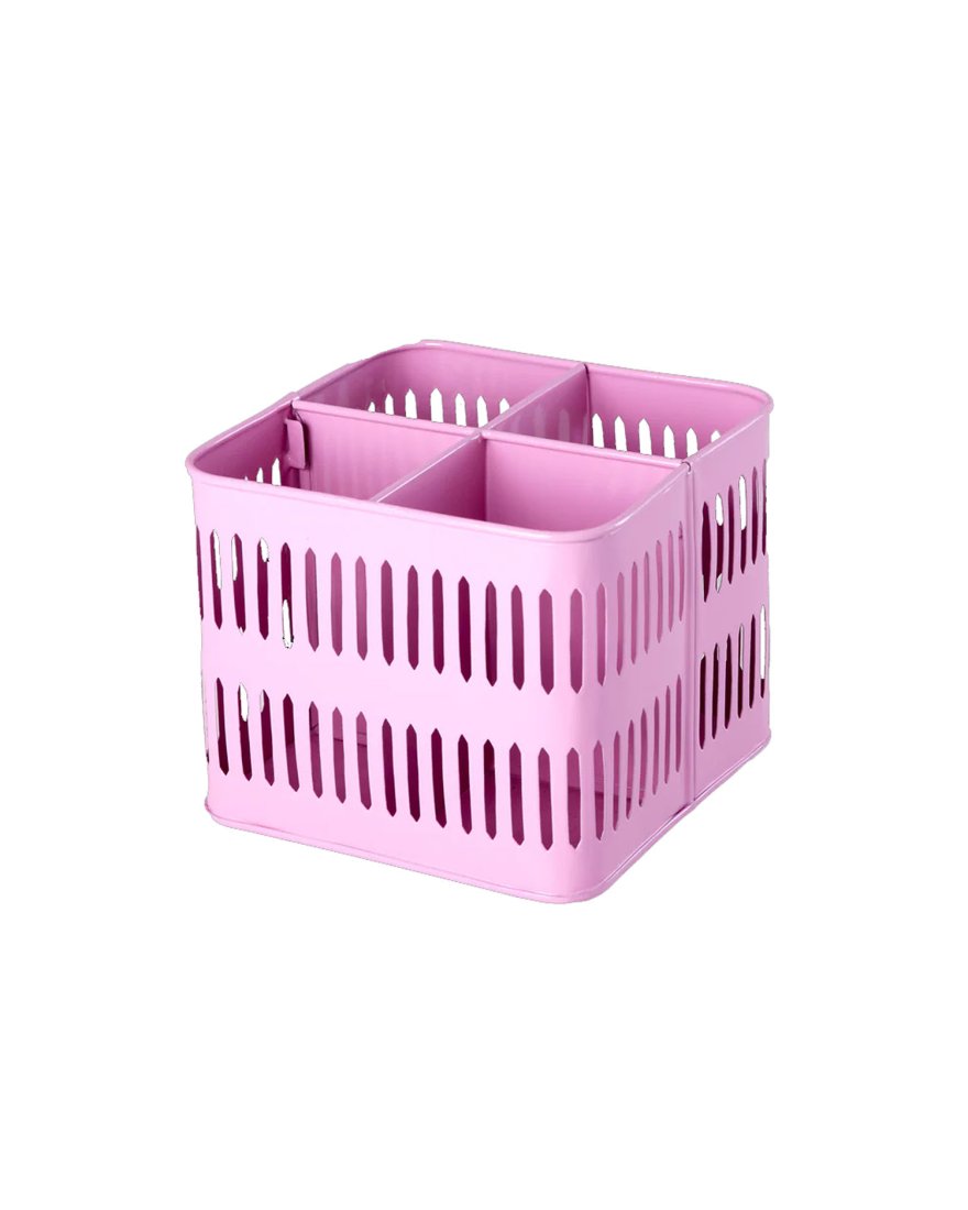Petit rangement métallique rose pour ustensiles Rice