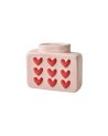 Petit vase carré en céramique rose et coeurs rouges Rice