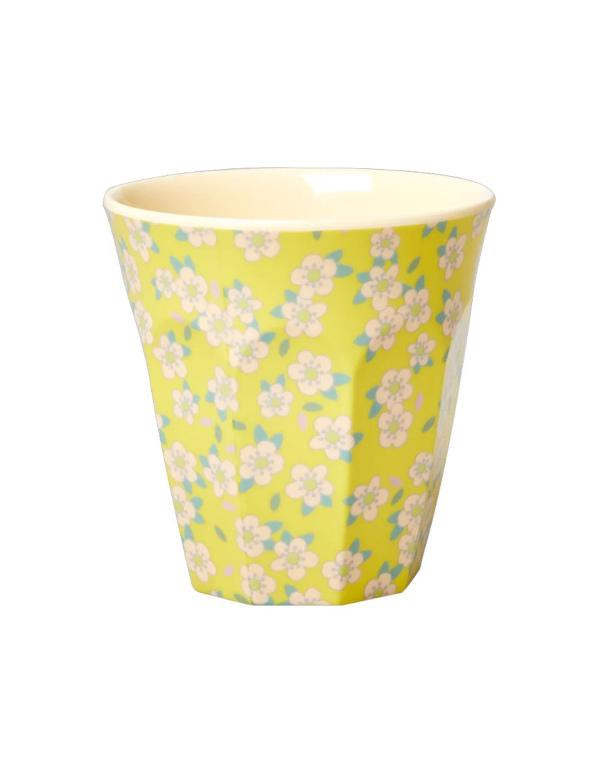 Gobelet petites fleurs jaunes Rice en mélamine
