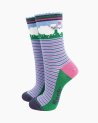 Chaussettes rayées avec un mouton et un agneau