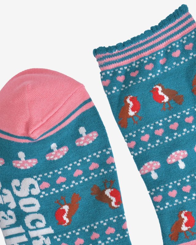 Chaussettes avec des rouges-gorges et détails roses