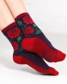 Chaussettes bleu marine avec des roses anglaises
