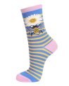 Chaussettes à rayures bleues et jaunes avec une abeille