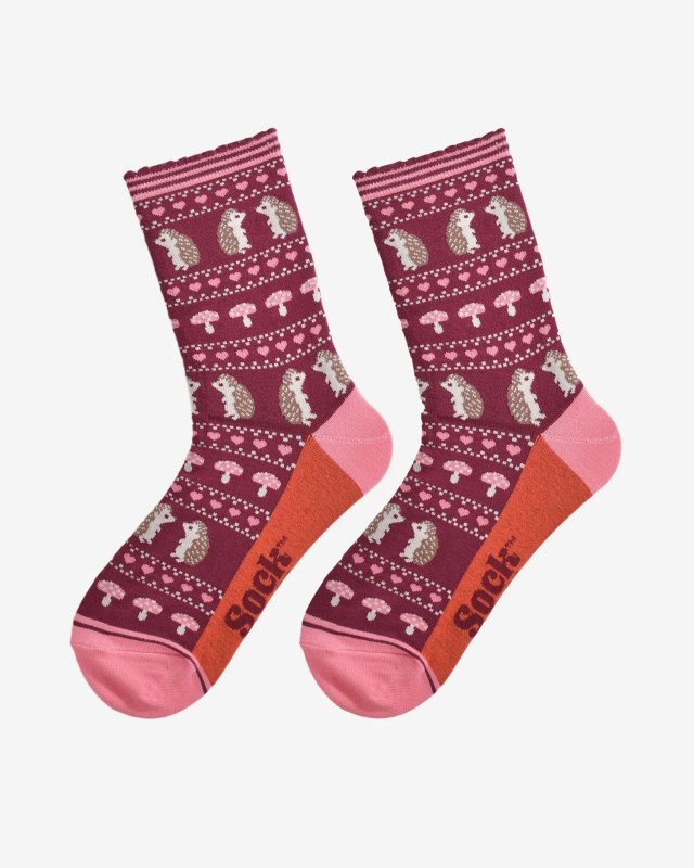 Chaussettes avec des hérissons et détails roses
