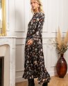 Longue robe chemise délavée à fleurs