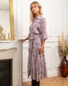 Longue robe lilas à petites fleurs