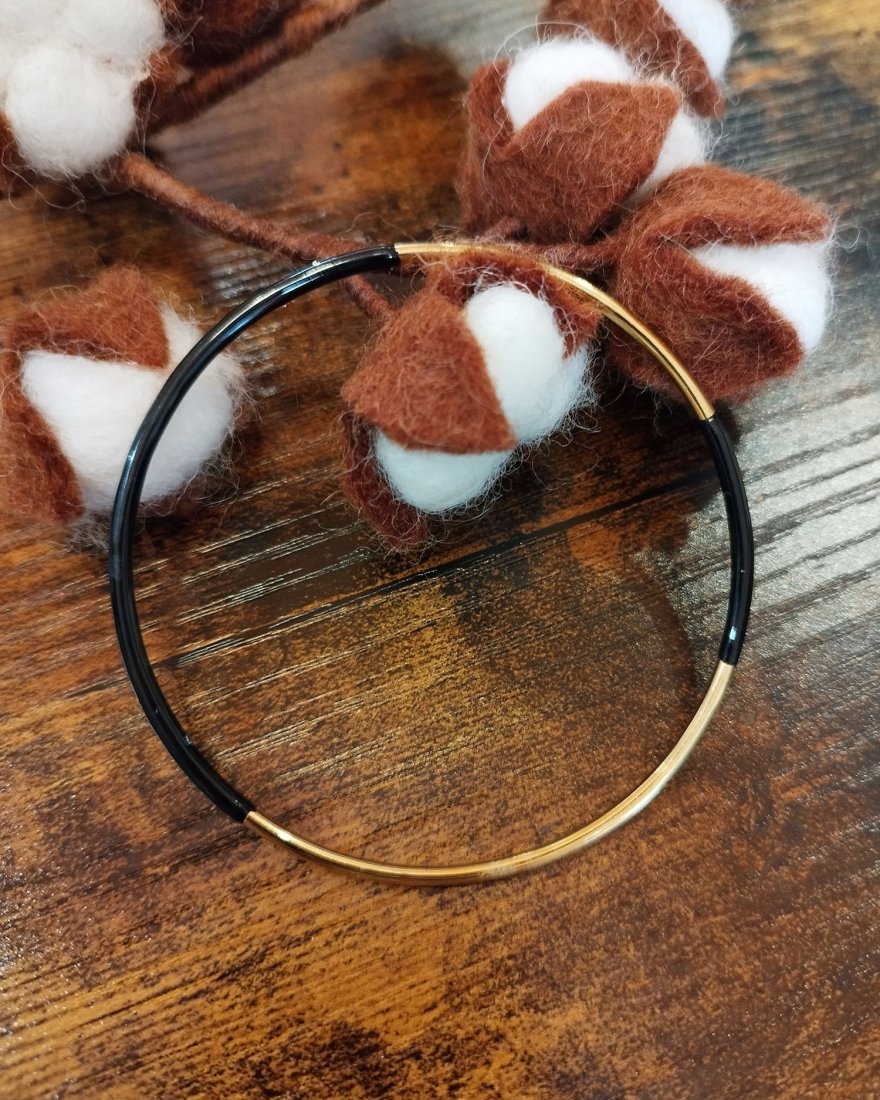 Jonc fin bicolore en acier inoxydable