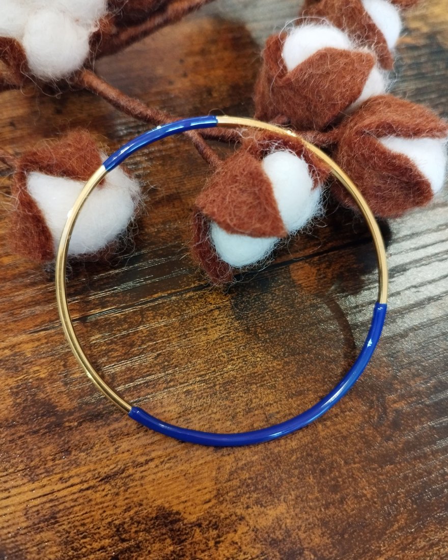 Jonc fin bicolore en acier inoxydable